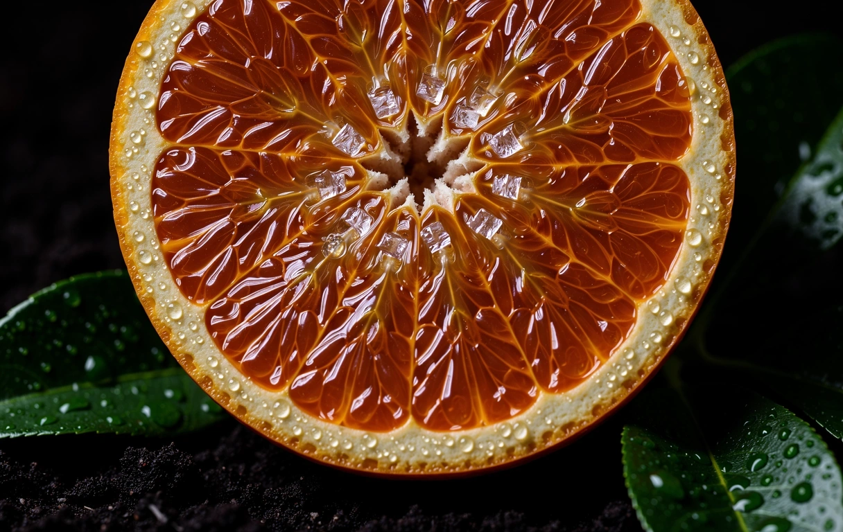 Detailed macro view of plant cellular structure emphasizing natural vitality