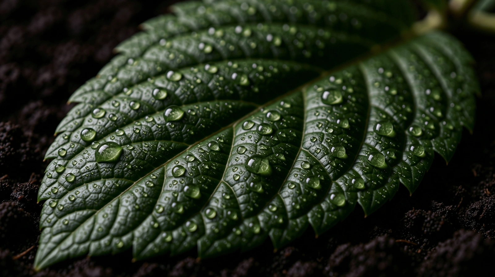 Detailed macro view of leaf vascular structures