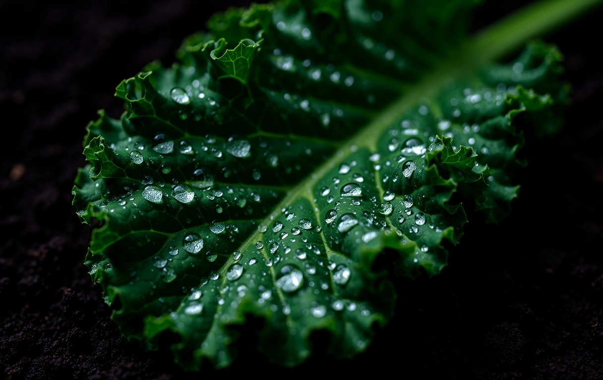 Macro detailed leaf texture with dew drops