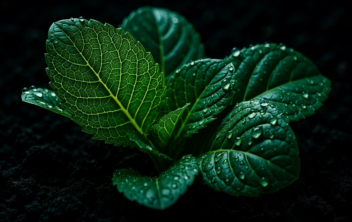 Detailed macro view of leaf vascular structures