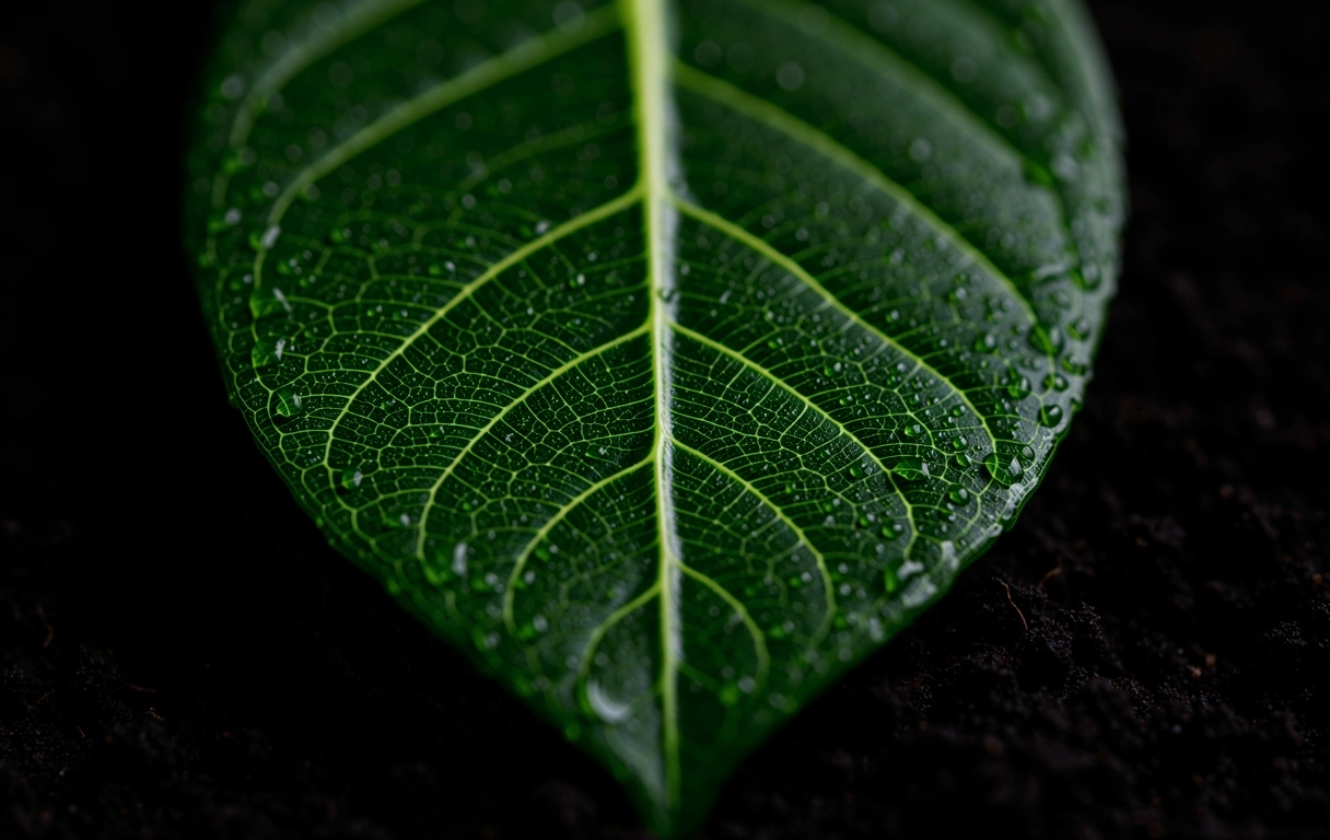 Detailed macro view of leaf vascular structures